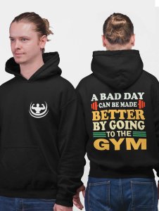A Bad Day printed activewear black hoodies for winter casual menswear pro
