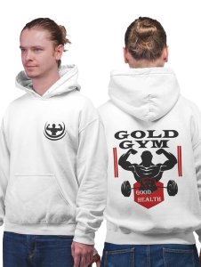 Gold Gym, Good Health printed artswear white hoodies for winter casual wear specially for Men