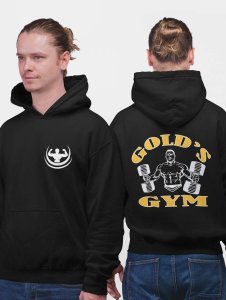 Gold's Gym, (BG Yellow & White)printed activewear black hoodies for winter casual wear specially for Men