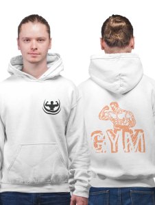 Gym, (BG Orange) printed artswear white hoodies for winter casual wear specially for Men