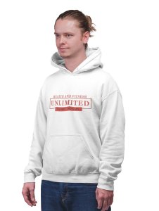 Heath and Fitness, Unlimited (BG Light Brown) printed activewear white hoodies for winter casual wear specially for Men