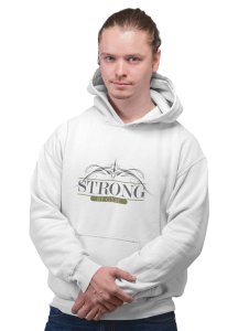 Strong By Gym (BG Grey & White )printed activewear white hoodies for winter casual wear specially for Men