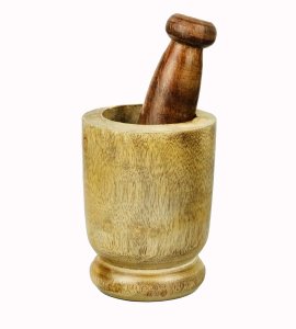 Black Pepper masher/mortar and pestle/okhal and moosal for kitchen (brown)
