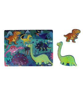 Dinosaurs based rectangular wooden multicolour puzzle game/ riddle game set specially made for kids