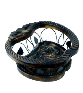 Iron-wooden apple shaped fruit and vegetable basket/ tokri for kitchen and dining table decor