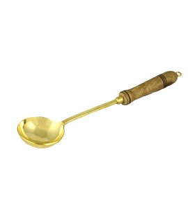 Brass metal non-sticky dal cooking spatula/ kalchul with wooden handle at peak for kitchens