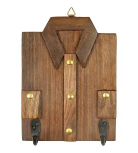 Tshirt shaped wooden hanging keystand / key rack for home and office walls