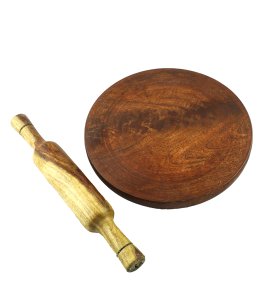 The round wooden simple chowki and belan set/ dough maker, rolling pin board/ Chakla & belan for Indian kitchens