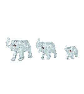 Metal shiny alloy elephant silver showpiece/ effigy for the home decor (small size) (Set of 3)