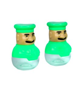 Salt and pepper shaker/ container with green lids for kitchen(pack of 2)