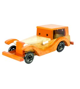 Wooden vintage style classic large jeep toy game for kids (collectible item) (yellow)
