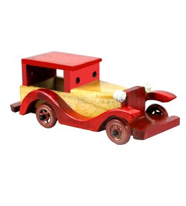 Wooden vintage style classic large jeep toy game for kids (collectible item) (red)