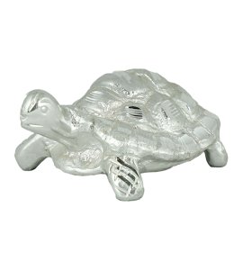 Qualitive brass metal alloy silver tortoise figurine showpiece/ statue for home and office decor (large)