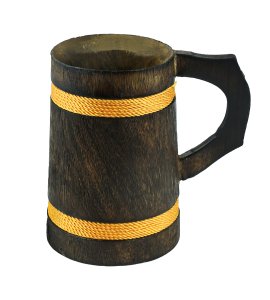 Wooden scattered cylindrical mugs / tea and coffee cups with a handle for kitchen purpose