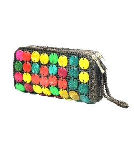 Mini colourful beads buttons rectangular purse/ hand holder for womens