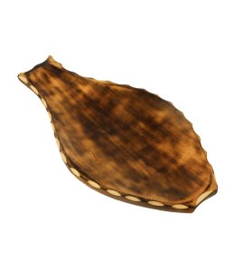 Wooden leaf shaped handcrafted starter tray/ food server plate designed like fish with flat surface for kitchens