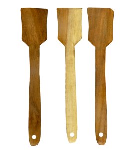 Non-sticky wooden serving ladle/ spatula / compact flipper/ solid turner/ paltha for kitchens (small)(set of 3)