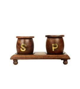 Wooden rounded salt and pepper shakers/ salt and pepper container/ salt jar for kitchen
