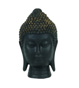 Buddha head polyster resin black showpiece with golden top for home and office decor (No bun)