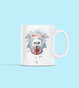 Skull Forever- animation themed printed ceramic white coffee and tea mugs/ cups for animation lovers