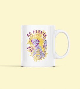 La Muerte text- animation themed printed ceramic white coffee and tea mugs/ cups for animation lovers