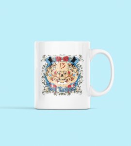 Soul caronsel (The skull marked 13th) - animation themed printed ceramic white coffee and tea mugs/ cups for animation lovers