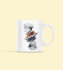 Jututsu facing up and down - animation themed printed ceramic white coffee and tea mugs/ cups for animation lovers