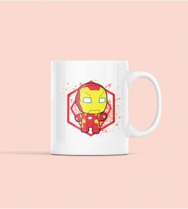 TinyIron man standing - animation themed printed ceramic white coffee and tea mugs/ cups for animation lovers