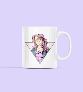 Pink hair girl - animation themed printed ceramic white coffee and tea mugs/ cups for animation lovers