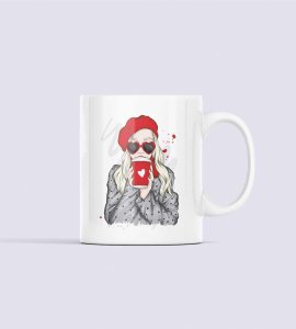 Girl with coffee container - animation themed printed ceramic white coffee and tea mugs/ cups for animation lovers
