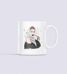 Off-shoulder black dress - animation themed printed ceramic white coffee and tea mugs/ cups for animation lovers