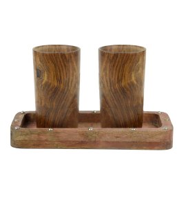Wooden rectangular cup and glass keeper/ tray for kitchen and dining table (small)