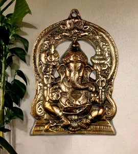Kamalasana Ganesha Wall Hanging : Finely engraved wall hanging of lord ganesha which will look fantastic on your wall