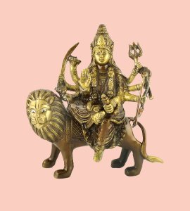 Beautifully handcrafted Durga Maa Murti with silvery glitters for home and office decor