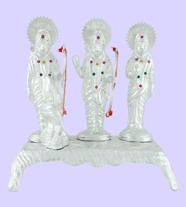 Sterling silver decorative Ram, laxman and seeta figurine/ murti for home and puja ghar
