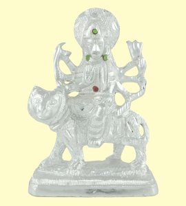 Metal brass silver handcrafted Durga Maa Murti for home and puja ghar