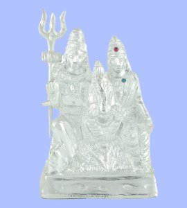 Shiv parivar murti with red and blue emeralds for home and office decor