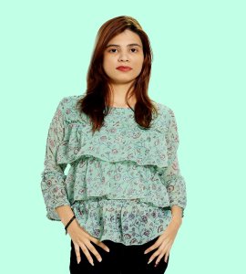 Greyish flowers, 3 layers floral womens printed top (aqua top) - Made up of Rayon for your plesant and cozy