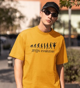 Gujju evaluation printed unisex adults round neck cotton half-sleeve yellow tshirt specially for Navratri festival/ Durga puja