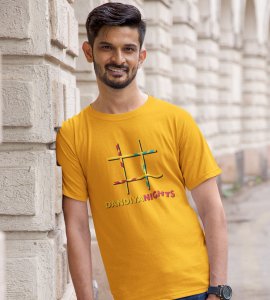 Hashtag printed unisex adults round neck cotton half-sleeve yellow tshirt specially for Navratri festival/ Durga puja