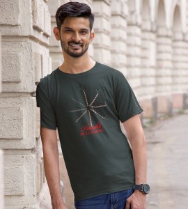 Let's garba printed unisex adults round neck cotton half-sleeve green tshirt specially for Navratri festival/ Durga puja