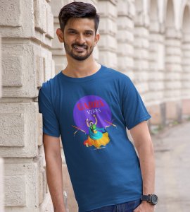 Garba vibes printed unisex adults round neck cotton half-sleeve blue tshirt specially for Navratri festival/ Durga puja