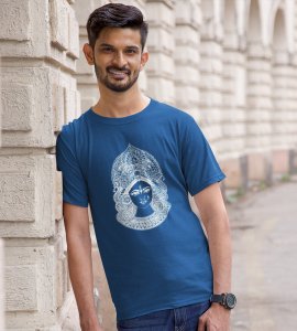 Durga maa potrait printed unisex adults round neck cotton half-sleeve blue tshirt specially for Navratri festival/ Durga puja