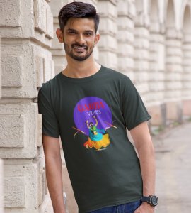 Garba vibes printed unisex adults round neck cotton half-sleeve green tshirt specially for Navratri festival/ Durga puja