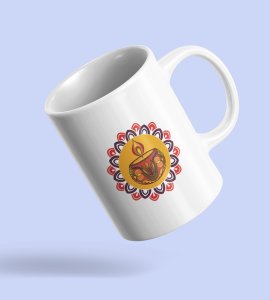 Diwali Radiance Coffee Mug - Beautiful Diya and Rangoli Design