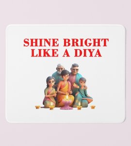Shine Bright Like A Diya Mouse Pad - Family Celebrating Diwali, Festival, Family