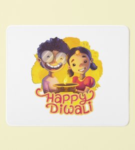 Sibling Love Diwali Mouse Pad - Happy Diwali, Brother & Sister Bond