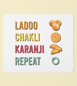 Festive Feast Mouse Pad - Ladoo, Chakli, Karanji & Repeat