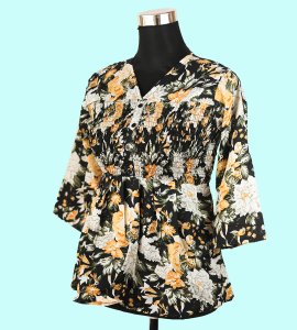Women's Floral V-Neck Top in Light Orange - Fresh and Stylish Fashion Choice