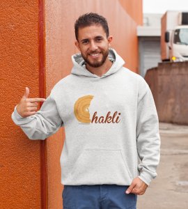 Chakli text printed diwali themed White Hoodie specially for diwali festival